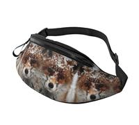 Fox Snow Sac banane pour homme et femme en polyester imprimé avec sangle réglable pour voyage, marche, sport, Noir , Taille unique