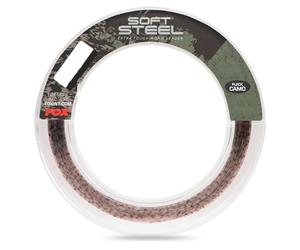 Fox Soft Steel Fleck Camo Leader - Cordon de bas de ligne de 100 m - Diamètre / capacité de charge : 0,50 mm - 15,9 kg
