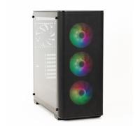 Fox Spirit FG1 - Boîtier PC - Moyen Tour - 3 Ventilateurs ARGB Inclus - Compatible avec Carte mère ATX, Micro ATX, Mini ITX, E-ATX - Panneau latéral en Verre trempé - Noir