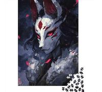 Fox Spirit Portrait with Red Accents Plaque en Métal Rustique 52x38cm/1000pcs pour Le Coin Bar, Idée De Cadeau À Noël pour Les Amateurs De Déco Rustique