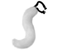 Fox Tail Artificiel 20inch Tail à Fourrure Tail réaliste en Fausse Fourrure avec Une Ceinture de Taille réglable Cadre intégré décoratif therian Then pour Cosplay Halloween, Blanc, Queue à Fourrure,