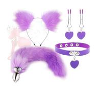 Fox Tail Queue de Pl-¨´g de Fourrure Renard Oreilles avec Collier Punk Toys 4Pcs