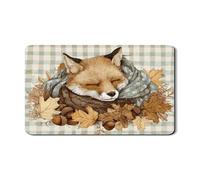 Fox Tapis de séchage à vaisselle pour comptoir de cuisine, tapis d'égouttoir à vaisselle en caoutchouc absorbant confortable, rustique et absorbant, tapis de séchage d'automne en cuir synthétique pour