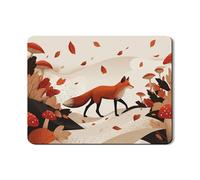 Fox Tapis de séchage pour comptoir de cuisine, tapis d'égouttoir à vaisselle en caoutchouc absorbant motif renard orange rustique, tapis de séchage en cuir synthétique inspiré de la nature pour café