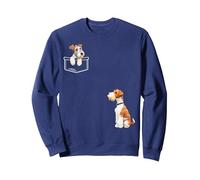 Fox Terrier à Cheveux métalliques dans Votre Poche - Hommes, Femmes, Enfants Sweatshirt, Unisexe pour Adultes, Bleu Marine, XXL