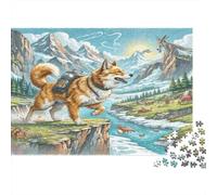 Fox Terrier Papier résistant Chien de randonnée sur Une Falaise montagneuse Puzzle Anti-Stress Cadeau d’Anniversaire 38x26cm/1000 pièces