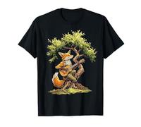 Fox Tree Guitare Musicien Motif portrait Animal Art Renard T-Shirt