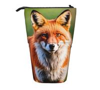 Fox Trousse à crayons rétractable verticale Trousse de maquillage Portefeuille Sac de rangement pour stylos, crayons et petits objets, Noir , Taille unique, Trousse de maquillage