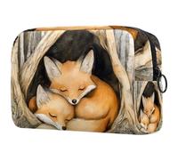 Fox Trousse de toilette pour femme avec fermeture éclair Motif maman et bébé, multicolore, 18.5x7.5x13cm/7.3x3x5.1in, Trousse de toilette