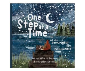 Fox Under The Moon One Step at a Time Book, Paperback, Self-Love and Positivity Book with Silver Foil Detail, For All Ages