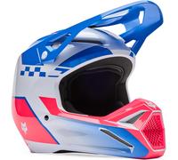 FOX V1 Collect Casque de motocross pour jeunes, bleu/rose, Taille Y/L (52/53)
