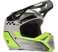 FOX V1 Collect Casque de motocross pour jeunes, noir-gris-jaune, taille M