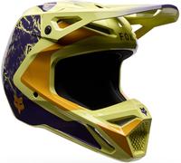 Casque Cross FOX V1 Impression Image jaune poireL jaune poire