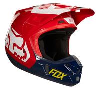 FOX V2 Preme Casque de motocross, bleu/rouge/blanc, Taille S (55/56)
