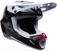 FOX V3 RS Tactile Carbon Casque de motocross, Blanc/rose/noir, Taille M