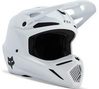 FOX V3 Solid Casque de motocross pour enfants, Blanc mat, Taille Y/S (49/51)