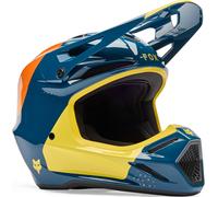 FOX V3 Tine Casque de motocross, bleu-jaune, taille XS pour homme
