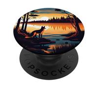 Fox Watching The Sunset Landscape Nature Wild Forest PopSockets PopGrip Adhésif