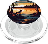 Fox Watching The Sunset Landscape Nature Wild Forest PopSockets PopGrip pour MagSafe