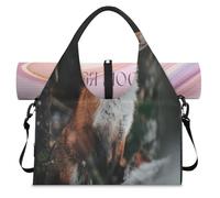 Fox Winter Forests Sac de sport pour femme et homme Sac de week-end avec compartiment à chaussures Sac fourre-tout à bandoulière pour yoga, gym, voyage, couleur, L, Organiseur de sac