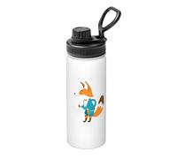 Fox with Fan Bouteille d'eau isotherme en acier inoxydable avec couvercle pour adulte Idéal pour un usage quotidien et les activités de plein air 532 ml