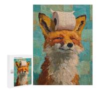 Fox with Toilet Paper on Head Puzzle 1000 Pièces Educa Jouet en Bois Cadeau Unique Décoration Intérieure Jeu Éducatif Challenge Toy Adultes Et Enfants À Partir De 14 Ans 500 PCS