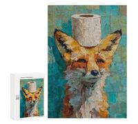 Fox with Toilet Paper Roll Hat Puzzle 1000 Pièces Educa Jouet en Bois Cadeau Unique Décoration Intérieure Jeu Éducatif Challenge Toy Adultes Et Enfants À Partir De 14 Ans 300 PCS