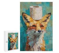 Fox with Toilet Paper Roll Hat Puzzle 1000 Pièces Educa Jouet en Bois Cadeau Unique Décoration Intérieure Jeu Éducatif Challenge Toy Adultes Et Enfants À Partir De 14 Ans 1000 PCS