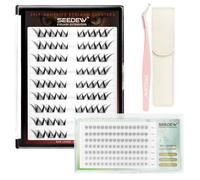 (FOX02+BM01+P02) 3 Pièces Combinaisons de Faux Cils Individuel, SEEDEW DIY Doux Auto-Adhésifs Extensions de Cils à la Maison, Press on/Pop on Cils (Le Contenu Est Illustré à L'Illustration.)