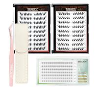 (FOX02+FOX03+BM01+P02) 4 Pièces Combinaisons de Faux Cils Individuel, SEEDEW DIY Doux Auto-Adhésifs Extensions de Cils à la Maison, Press on/Pop on Cils (Le Contenu Est Illustré à L'Illustration.)