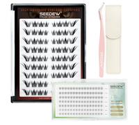 (FOX03+BM01+P02) 3 Pièces Combinaisons de Faux Cils Individuel, SEEDEW DIY Doux Auto-Adhésifs Extensions de Cils à la Maison, Press on/Pop on Cils (Le Contenu Est Illustré à L'Illustration.)