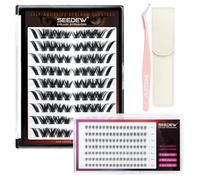 (FOX04+BM02+P02) 3 Pièces Combinaisons de Faux Cils Individuel, SEEDEW DIY Doux Auto-Adhésifs Extensions de Cils à la Maison, Press on/Pop on Cils (Le Contenu Est Illustré à L'Illustration.)
