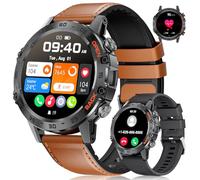 FOXBOX Montre Connectée Homme, 1.39" Militaire Smart Watch, Marron | 300+ Cadran, SpO2, Moniteur de Sommeil, 24H Fréquence Cardiaque, Appel Bluetooth, 100+ Sportmodi, Étanche IP67