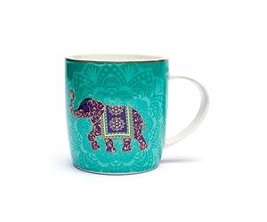 FOXCUP Mug avec infuseur métal Éléphant - Porcelaine - 400 ml - Animal - Uni - Réutilisable - Durable - Maison - Adulte