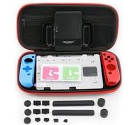 FOXDOCK Kit de Protection Complet 7-en-1 pour Nintendo Switch - Etui EVA, Grip, Coques Silicone, Film Écran, Bouchons Anti-poussière, Rangement Cartouches (TNS-1749)
