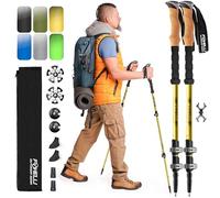 Foxelli Bâtons de randonnée - Bâtons de randonnée légers et pliables en aluminium de qualité aéronautique avec poignées en liège, verrous rapides et accessoires tout-terrain - Paire de 2