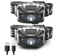 Foxelli Lampe frontale LED rechargeable, ultra légère, étanche, rechargeable par USB avec lumière rouge pour course à pied, camping, randonnée et plein air