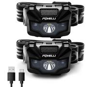 Foxelli Lampe frontale LED rechargeable, ultra légère, étanche, rechargeable par USB avec lumière rouge pour course à pied, camping, randonnée et plein air