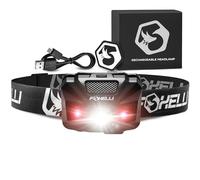 Foxelli USB lampe frontale rechargeable lampe de poche - 100 heures de lumière constante sur une seule Charge, Ultra Lumineux, étanche, deux Câbles Mini USB de chargement de distribution, Black-Mini