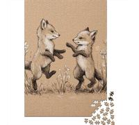 Foxes Dancing in Flowers Puzzle 1000 Pièces Educa Jouet en Bois Divertissement Créatif Décoration Intérieure Jeu Éducatif Challenge Toy pour Adultes Et Enfants À Partir De 12 Ans 38x26cm/1000pcs