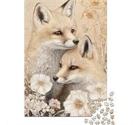 Foxes in Flowers-4 Puzzles 1000 Pièces Cadeau Unique Jeu Éducatif Défi Jouet À De Qualité Supérieure Peinture Art pour Adultes Et Enfants À Partir De 14 Ans 52x38cm/1000pcs