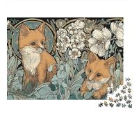 Foxes in Flowers Nature's Artistry Puzzle 1000 Pièces Educa Jouet en Bois Jeu D'Intelligence Décoration Intérieure Jeu Éducatif Challenge Toy Adultes & Enfants des 14 Ans 70x50cm/1000pcs