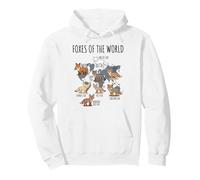 Foxes of The World Educational Chart Nature Species Wildlife Sweat à Capuche