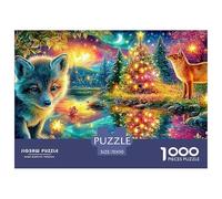 Foxes par Glowing River Under Moon Puzzle De 1000 Pièces Loup Cool Jouet Éducatif pour Enfants De 12 Ans Et Plus Et Adultes 70x50cm/1000pcs