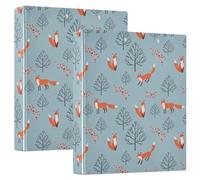 Foxes Woodland Trees Lot de 2 classeurs à 3 anneaux en D A4 avec 200 feuilles pour enfants, fournitures scolaires, femmes et hommes