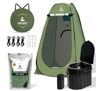 FOXFLOREST Kit WC portable pour adultes et enfants avec tente de douche à langer, WC portable et gel liant super absorbant pour les déchets. Idéal pour les festivals.