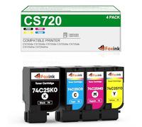 FOXINK Compatible avec Lexmark CS720 CS725 CX725 CX725DE CX725DHE CX725DTHE CX725 CS720DE CS720DTE 7000 pages pour chaque toner noir, cyan, magenta, jaune 74C2SK0 74C2SC0 74C2SM0 74C2SY0