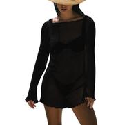 Foxiny Maillot de bain sexy dos nu transparent pour la plage 1 pièce, noir, Taille M