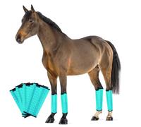 FOXLVDA Lot de 4 bottes de mouches pour chevaux - Legging confortable en maille avec barres de soutien en métal - Bottes équines pour réduire la fatigue des jambes (vert, taille L)