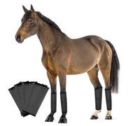FOXLVDA Lot de 4 bottes de mouches pour chevaux - Leggings confortables en maille avec barres de soutien en métal pour réduire les pieds et la fatigue des jambes (gris foncé, taille L)